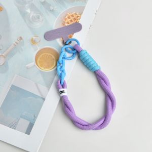 Gelang ponsel universal anti-hilang cocok untuk aksesoris cangkang ponsel gelang dopamin liontin warna dekoratif tali pendek kunci bulat dua arah lanyard ponsel universal