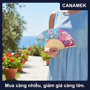 【CANAMEK】 Trung Quốc Tre Gấp Fan Mùa Hè Hoa In Cầm Tay Fan Phong Cách Cổ Điển Phụ Nữ Thanh Lịch Làm Mát Fan Đối Ngoài Trời Đảng Trang Trí Nội Thất