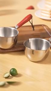 ItemMart 150/300ml Stainless Steel Mini Oil Splash Pot Milk Pot Seasoning Small Pot Kitchen Cooking Supplies