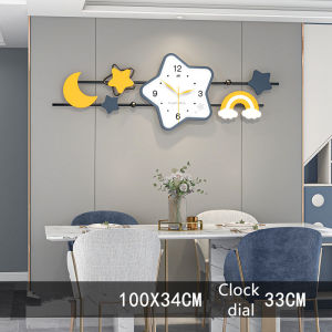 Minimalist Nordic Series Art Wall Clock Hot Sale Home Living Room Simple and Fashion Mute Creative Vintage Clock Decorations 100X34CM