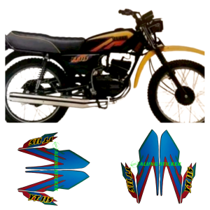 STIKER STRIPING LIS LES BODY MOTOR YAMAHA YT 115 TAHUN 1991 WARNA BIRU 1SET STANDAR