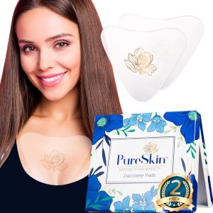 PureSkin Chest Wrinkle Patches – Silicone Chest Wrinkle Pads for Decollete – Skin Firming Smoothing – Reusable Overnight Patches for Side Sleeping – 2 Pack (30-Day Supply)