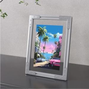 Sacesr Simple Picture Frames A4 Metal Material Aluminum Acrylic Silver Photo Frames Modern Art Desktop Ornament Living Room Decoration R7Q2P