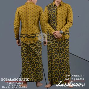 Setelan Sarung Kemeja Pria Lengan Panjang | Baju Batik Lapis Furing Bahan Katun Halus Premium