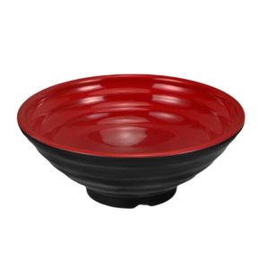 FUNG Red and Black Ramen Bowl Ring Striped Pattern Melamine Soup Bowl Rice Bowl Fall-resistant Fruit Salad Bowl Restaurant