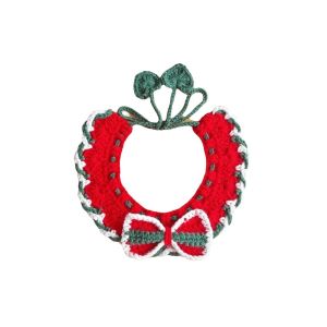 U85IS1 Jingle Bell Pet Christmas Hat Cute Knitted Yarn Dog Bowknot Scarf Holiday Pet Dressup Vibrant Color Cute Santa Hat Pet Party