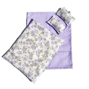 Washable Doll House Room Bedding Set with Rural Flower Print Design Miniature Bedroom Accessories For Model Scene Display