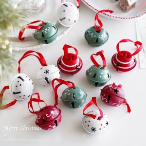 YESMILE 6PCS Multi-Color Christmas Bell Ornament Iron Craft Snowflake Star Christmas Tree Decor Set Festive Ribbon Loop Holiday Bell Hanger Xmas Tree Decor