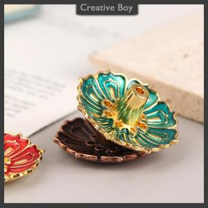 [Creative] 1Pc Lotus Alloy Incense Stick Holder Home Buddhism Line Incense Plate Sandalwood Base Delicate Temples Home Decor