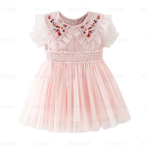 Kids Children Elegant Victoria style Girl Party Wedding Dress 1-10 years old Puff sleeve with ruffles and floral embroideries / Pakaian Dress Pesta Gaya Victoria Elegan kanak-kanak perempuan umur 1-10 Lengan puff dengan ruffles dan sulaman bunga / 公主洋装