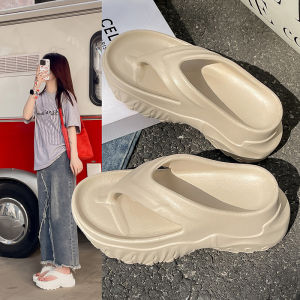 [Free Shipping] New Summer Flip-Flops with Platform Sole High-Heeled Slippers for Women Height-Increasing Thick-Soled Beach Shoes Wedge Heel Lazy Sandals for Women