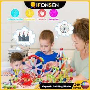 25-130PCS Magnetic Building Blocks Toy for Kids DIY Construction Set Magnet Sticks Balls Games Montessori Educational