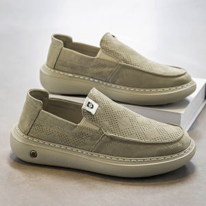MenS Breathable Fabric Shoes Casual Shoes Light Luxury Spring/Summer MenS Shoes Trendy Loafers Lightweight Thick-Soled High-Top MenS Shoes
