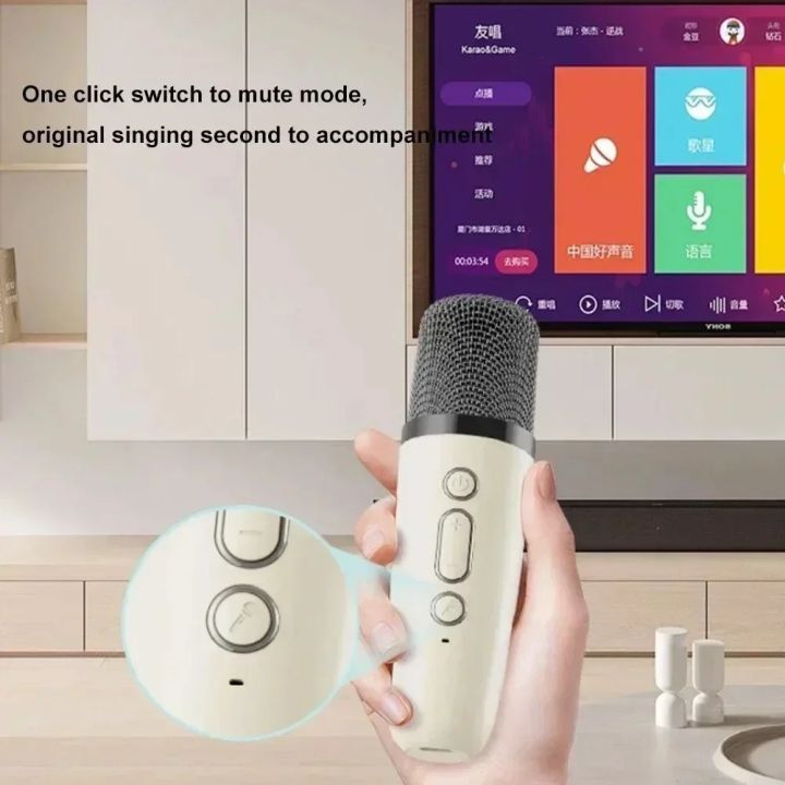 Speaker Karaoke Bluetooth 3D Stereo RGB Light With 2 Microphon Portable ...