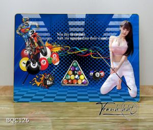 Tranh phòng Bida Billiards tiệm Bi-a cơ cuối gương ở mặt trăng treo tường BQC126