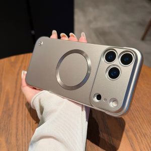 Sang Trọng Từ Trường Hợp Đối Với iPhone 18 17 Không Khí 16 15 14 Cộng Với 13 12 18 Pro Max 5G Không Khung vỏ điện thoại Màu kim loại mỏng Không Biên Biên Giới Cover Quay Lại