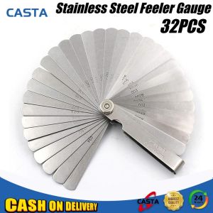 32 Blades Combination Feeler Gauge Metric Imperial Gapped Filler Measure Stainless Steel Foldable