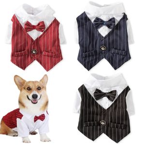 PETPARADIS Christmas Decoration High Quality Pet Outfit For Small Dogs Gentleman Dog Clothes Formal Shirt Bowtie Pet Supplies Dog Tuxedo Dog Costumes Wedding Suit