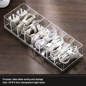 Cable Storage Box Transparent Plastic Data Line Storage Container For Desk Stationery Makeup Organizer Key And Jewelry Box