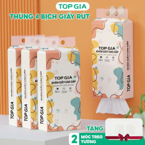 Giấy vệ sinh treo tường Top Gia thùng 6 bịch đa sắc làm từ bột giấy thiên nhiên 1280 tờ 4 lớp dày dặn