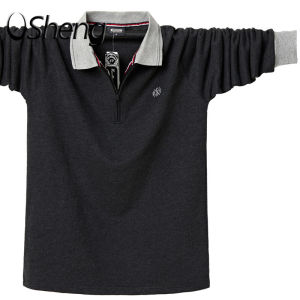VSheng Long Sleeve Men Polo T Shirt M To 6XL Plus Size Zipper Tops