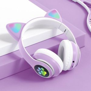 New Heboh Headphone Wireless Bluetooth Bentuk Telinga Kucing Warna Warni Murah