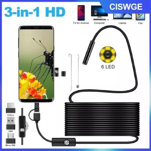 CISWGE 5.5Mm Android Nội Soi Máy Ảnh 3 In1 Micro USB Loại C Borescope Mini Máy Ảnh Không Thấm Nước LED Kiểm Tra Xe Cho Huawei Xiaomi PC