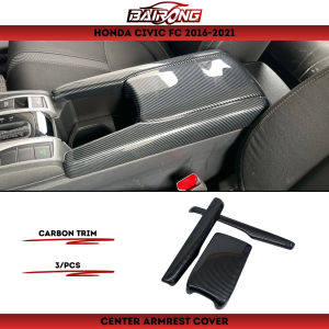 [BAIRONG]Honda Civic Fc G10 2016-2021 Forged Carbon Trim Center Armrest/Hand Rest Garnish Protector Cover