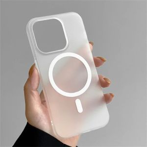 Matte ultra thin transparent Magnetic Case For iPhone 11 16 15 14 13 12  Pro Max Casing Hard PC shockproof cover