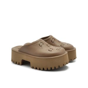Free Shipping G-Brand Closed-Toe Perforated Sandals With Thick Soles Height-Increasing EVA High-Elastic Rubber And Plastic Suitable For Outdoor Wear Chunky Heel Half-Slippers Platform Sandals Comfortable