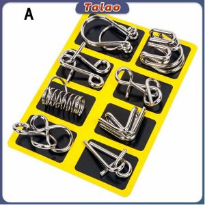 8pcs Metal Puzzle Toy Game For Kids Buckle Puzzle Games Educational Toys