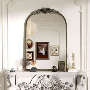 Arched Vintage Mirror with Antique Gold Frame Bathroom Fireplace Rose Frame Decor