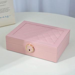 HETEE Jewelry Organizer Large Capacity Jewelry Storage Box with Lock Multifunction Necklace Earring Ring Storage Box