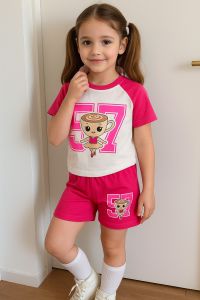 Setelan Anak Ballerina Cappucina 1-10 Tahun Bahan Katun Adem Motif Terbaru Angka Pink+Putih