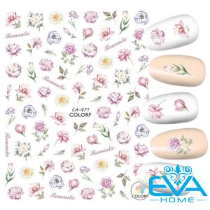 Sticker Dán Móng Tay 3D Dạng Decal Dán Chống Nước Hoạ Tiết Hình Bông Hoa Mẫu Đơn Peony Flower CA471