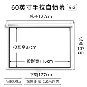 Portable Projector Screen Outdoor Projector Screen For Travel Home Curtain Screen Manual Self-Locking Bedroom HD Anti-Light Curtain Office Wall Hanging Curtain Lifting Portable Projector Curtain