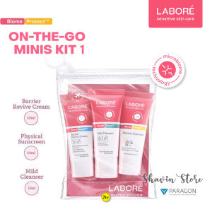 Labore On The Go Minis I Paket Sensitive Skin Care (Revive Cream Cleanser Sunscreen) Kemasan Pouch