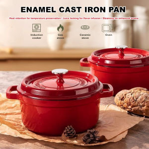 Cast iron Pot Enamel Pot 24CM Household Soup Pot Multi-Function Pot for induction cooker Uncoated Pot