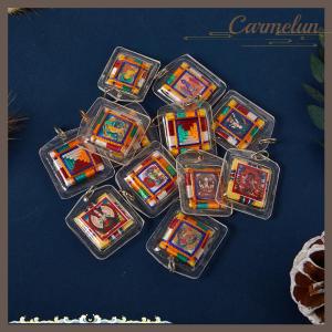 [Carmelun] Tây Tạng Tangka Xanh Tara Phật Giáo Móc Khóa Mặt dây chuyền nhỏ túi phong thủy Móc chìa khóa trang trí Phật Giáo