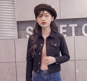 Áo khoác KAKI nữ basic AK003 mẫu Jacket dáng ôm ngắn cổ bẻ dài tay màu trơn phối đa phong cách