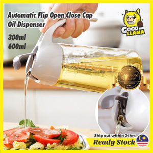GOOD LLAMA BPA-Free Auto Flip Cap Glass Kitchen Cooking Oil Dispenser Bottle Jar Auto Open Lid Leakproof Soy Sauce Vinegar