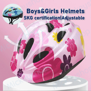 Free shipping in stock child helmet for kids children’s helmet bicycle riding roller skating skateboard ultralight breathable integrated helmet cute pattern pink blue boy and girl mtb mountain cycling equipment bike helmet