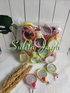 souvenir KACA - isi 50 pcs souvenir pernikahan kaca gagang spon bulat ( kaca bulat ) kemas plastik dan gratis karu ucapan terima kasih