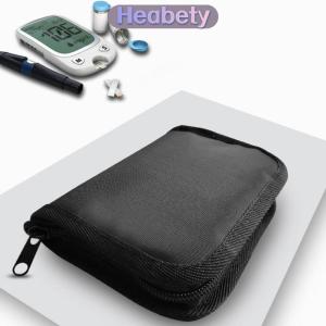 Heabety Xách tay máy đo đường huyết lưu trữ túi hộ gia đình huyết áp và oxy Meter tàu sân bay tổ chức Dây Kéo Màu Đen lưu trữ túi