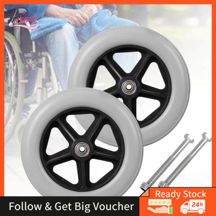 JISADER 2 Pieces Wheelchair Replacement Wheels 8" Solid Tire for