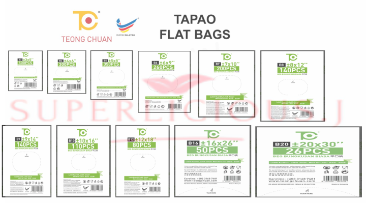 Tapao Containers Teong Chuan TAPAO Hawker Bag/Beg Bungkusan Biasa/HM Plastic Bag/Food ...