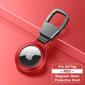 For AirTag Case with Keychain Air Tag Holder Metal Bumper Sleeve Antilost Device AirTag Key Ring Cases Tags Chain GPS Item Finders Accessories