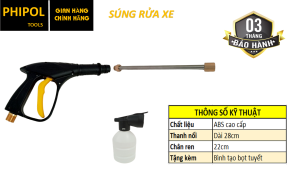 Súng rửa xe mini cao áp  cần dài 30cm