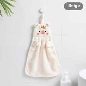 Duohanzi thiết kế mèo dễ thương treo khăn tay cho nhà bếp phòng tắm san hô mềm Fleece thấm