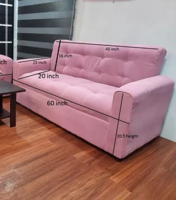 erika 3 seater sofa pink fabric uratex foam cod !!!